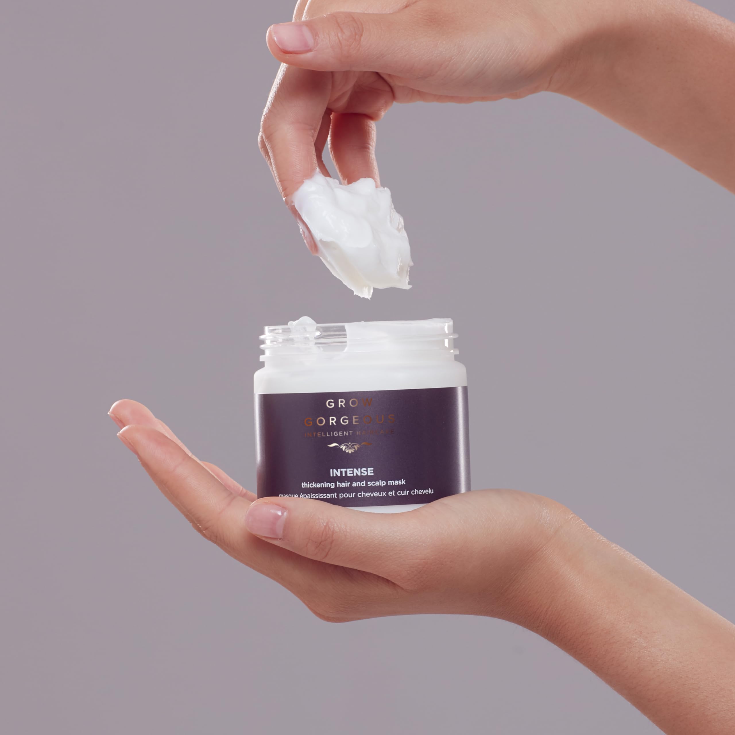 Grow Gorgeous Intense Thickening Hair and Scalp Mask, 200ml - With Hyaluronic Acid and Shea Butter for Fuller and Healthier Hair - Vegan