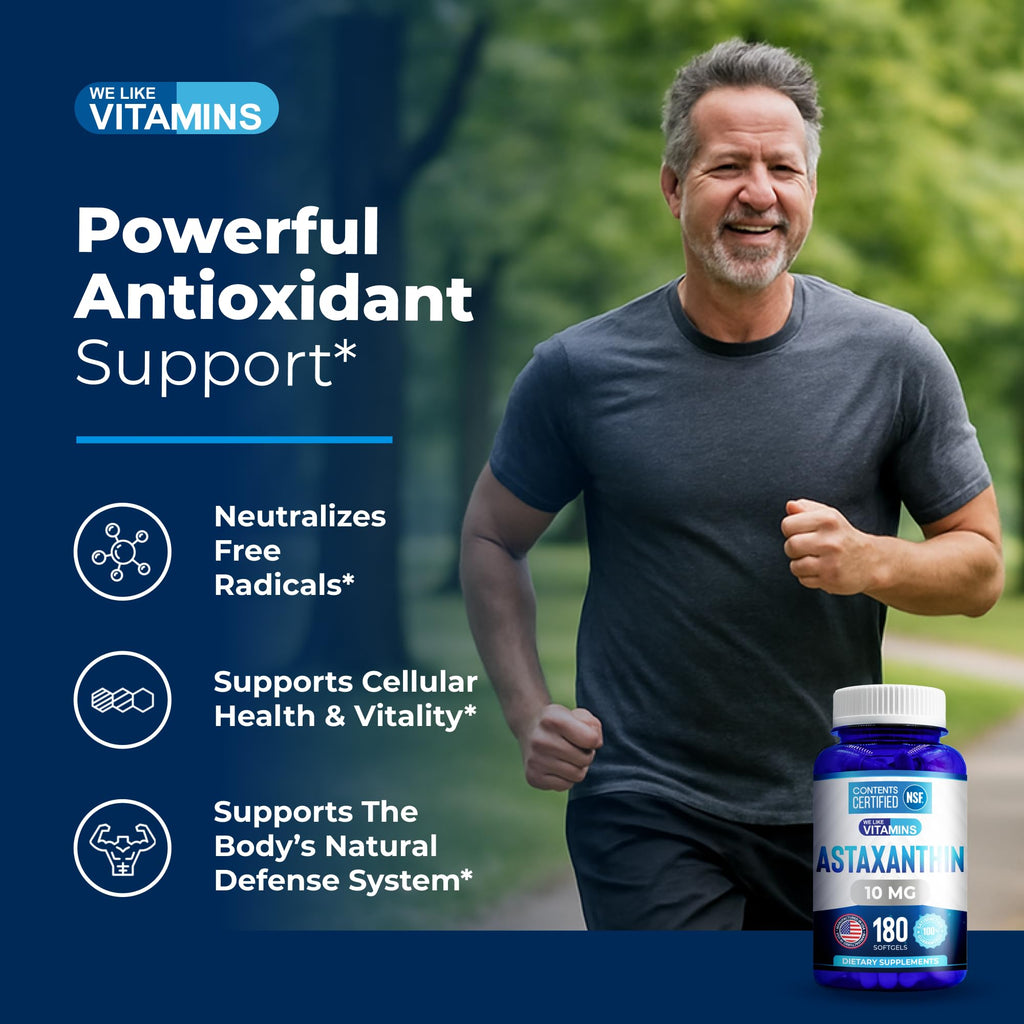 We Like Vitamins Astaxanthin 10mg Softgel - Highly Potent Astaxanthin Supplements from Haematococcus Pluvialis - Improves Eye, Joint, Skin Health & Energy Levels - 180 Servings, 6 Month Supply