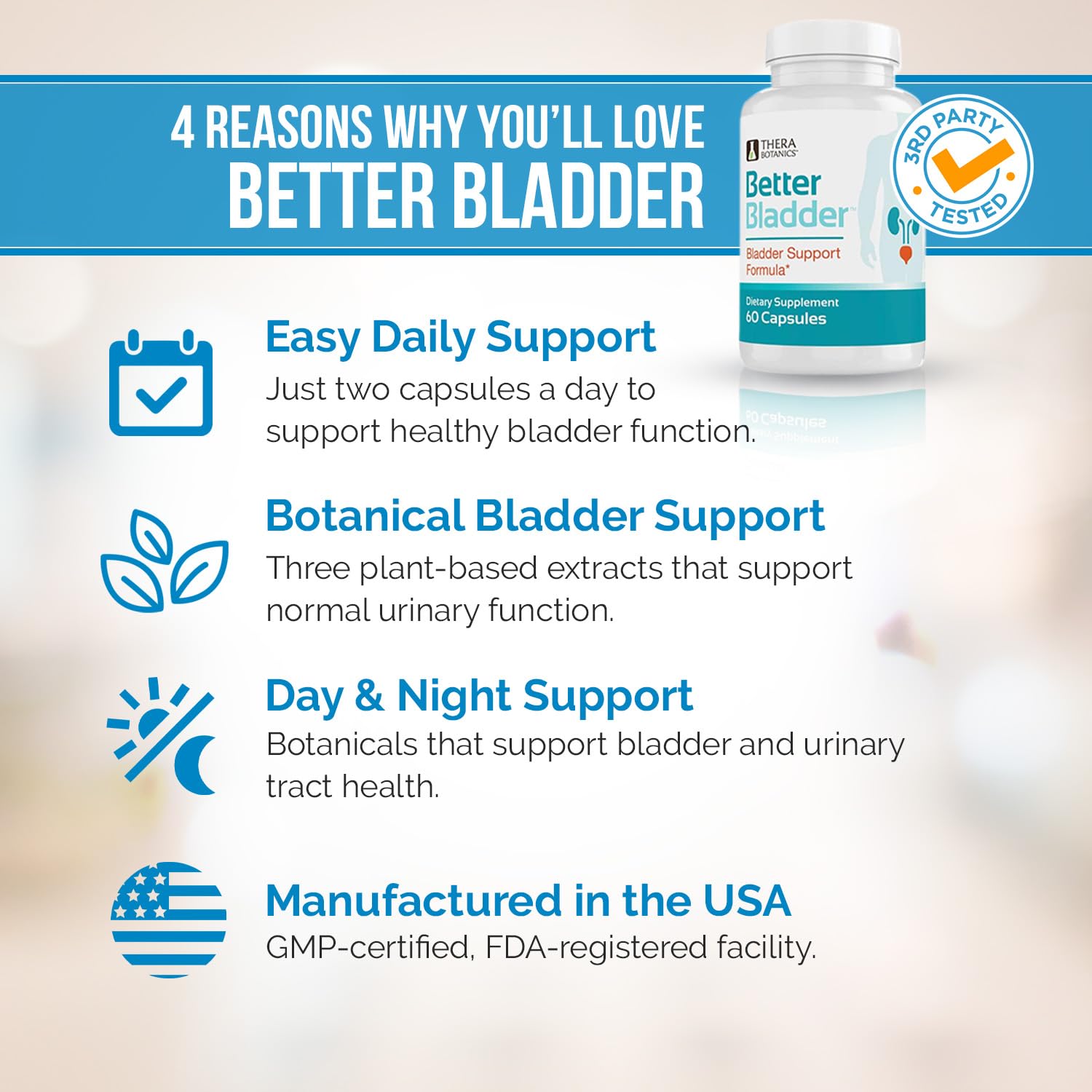 Better Bladder - Bladder Support Supplement for Men & Women, 60 Capsules