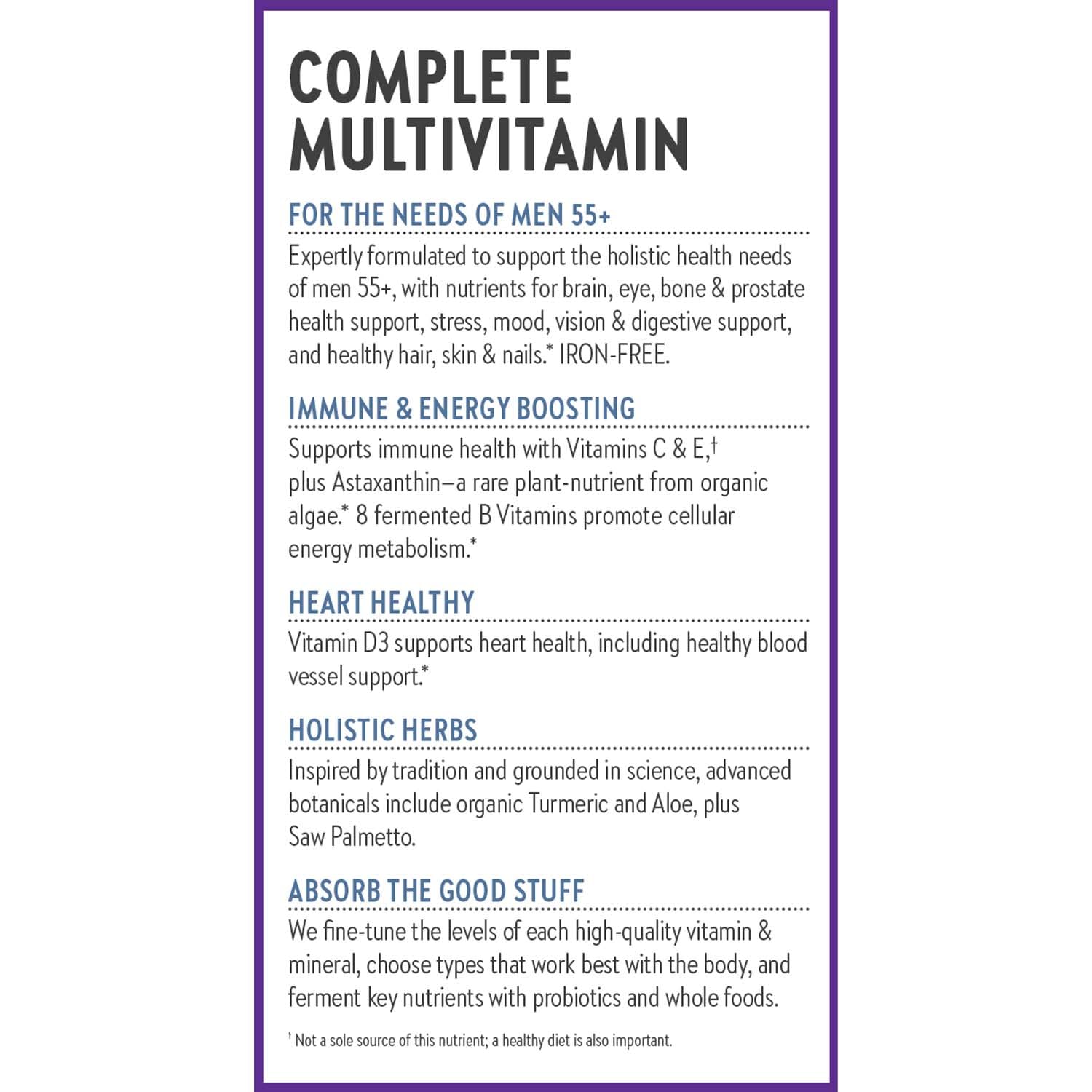 New Chapter One Daily Every Man's Multivitamin 55+ - Offers Eyesight, Immune System & Cellular Energy Support* - Contains Astaxanthin, Saw Palmetto & More - Gluten Free & Vegetarian - 96 Tablets