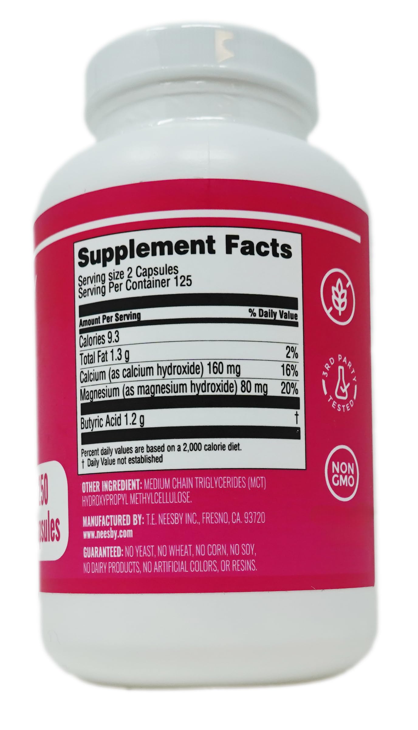 Butyrex Calcium/Magnesium Butyrate Complex: 250 Capsules