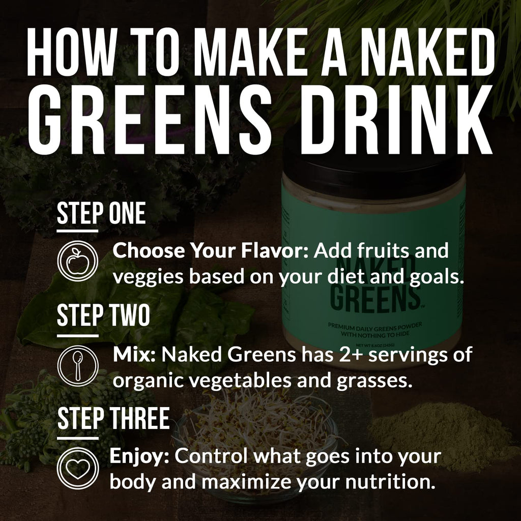 NAKED Super Greens Powder Organic Greens Supplement - Only 10 Premium Ingredients - Vegan, Non-GMO, Prebiotic and Probiotic - 35 Servings