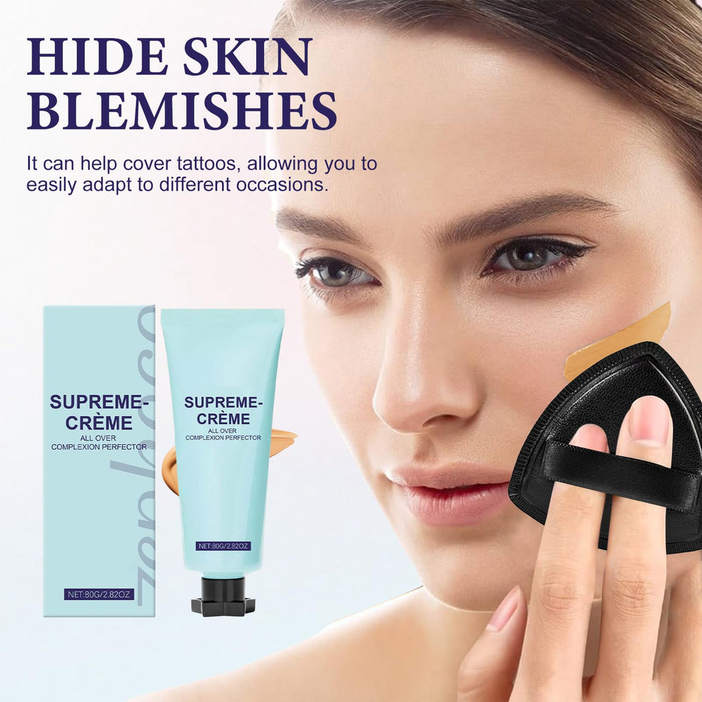 COWANIEE 2 Pcs Supreme Cream All-over Complexion Perfector Set, Waterproof & Transfer-resistant Skin Tint, Long-lasting Supreme Creme