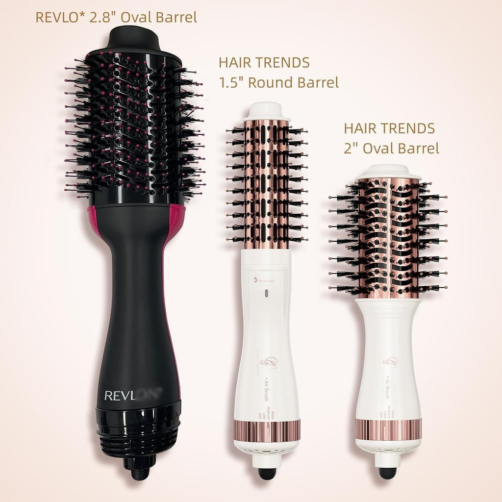 1.5 Inch Barrel (2.8'' Plus Bristles) Dual Voltage(110~250V) Round Brush Blow Dryer for Should Length Hair, Hair Dryer Brush with European Plug Adapter, 4-in-1 Negative Ionic One Step Volumizer Dryer