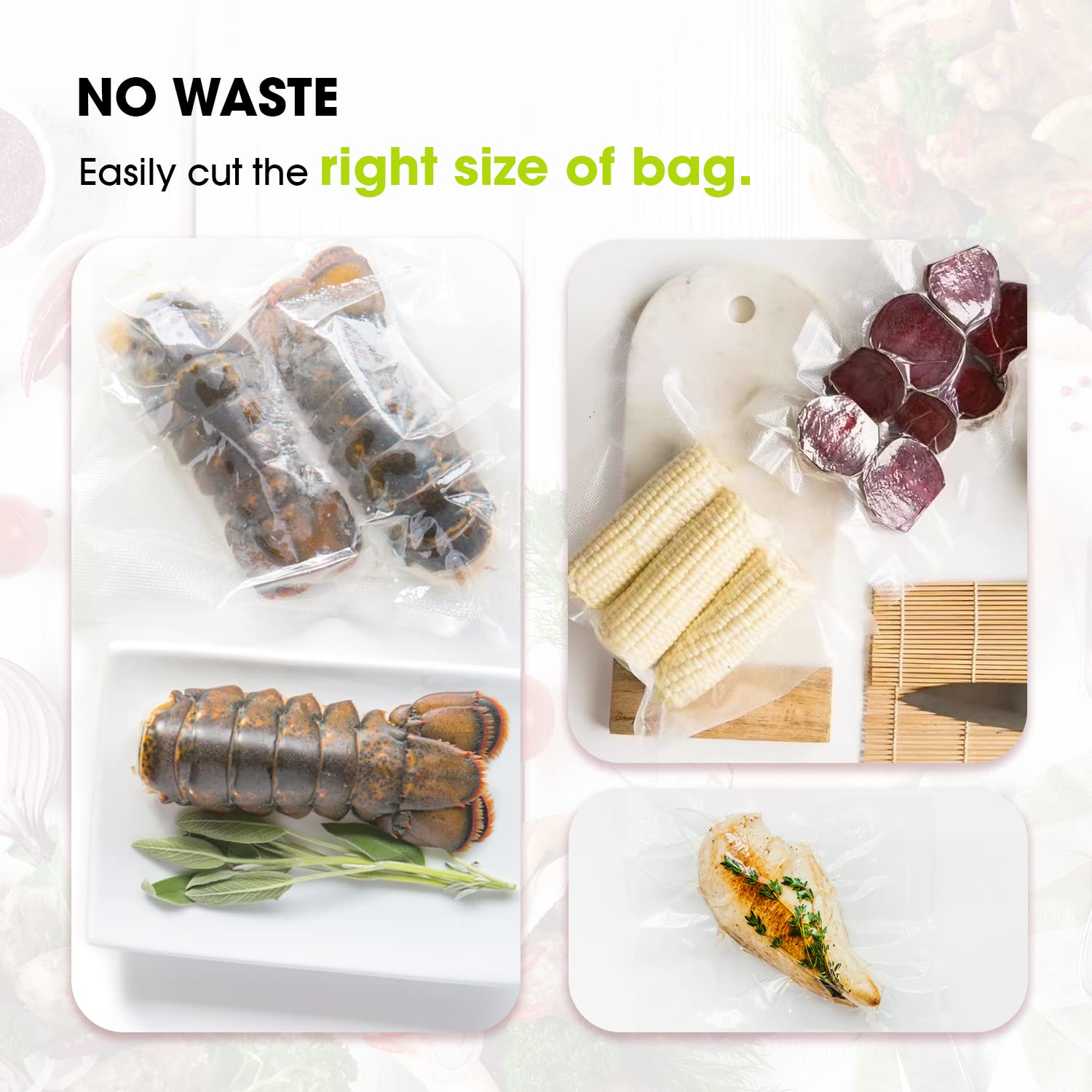 11" x 150' Vacuum Sealer Bags Rolls for Food Saver, with Cutter Dispenser, Commercial Grade Vacuum Sealer Rolls for Custom Sizing, BPA-Free, Ideal for Sous Vide Cooking, Meal Prep and Storage