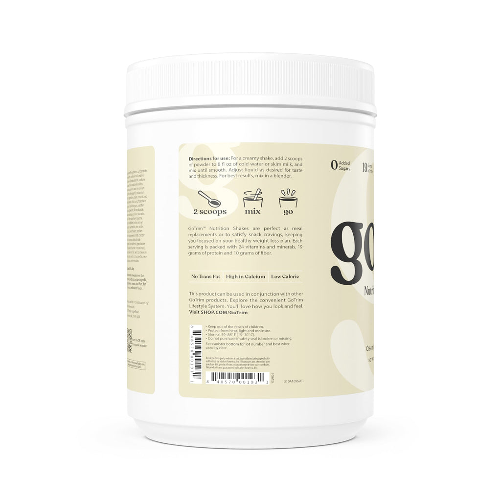 GoTrim Nutrition Shakes - Creamy Vanilla, High Protein, Meal Replacement Shake with 19g Protein & 10g Fiber, Ready to Drink, Gluten-Free, No Added Sugar, 14 Servings