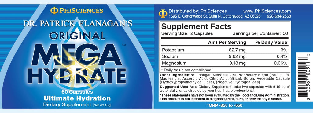 MegaHydrate 60 capsules - Dr Patrick Flanagan by Phi Sciences