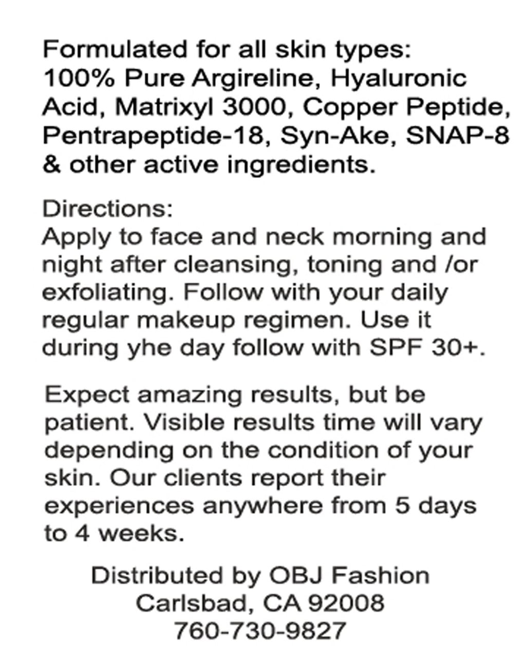 DNA Code®- No Needle Alternative-Argireline NeuroPeptides Wrinkle Reduce Moisturizer+Matrixyl 3000, Syn-Ake, SNAP-8, Copper Peptides