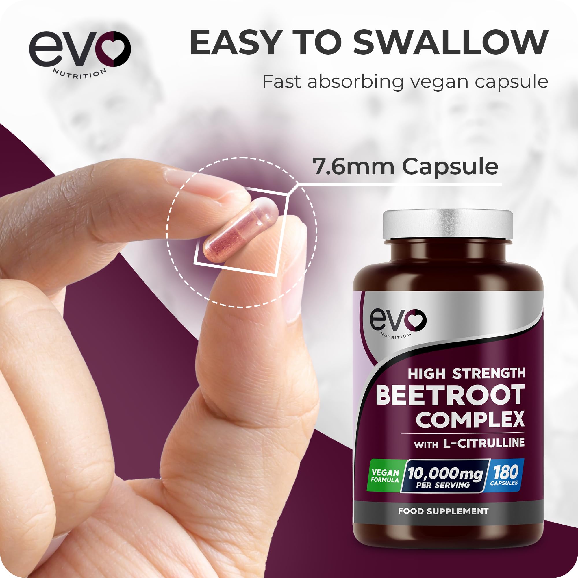 EVO Nutrition Beetroot & L-Citrulline 10,000mg, 180 Vegan Capsules