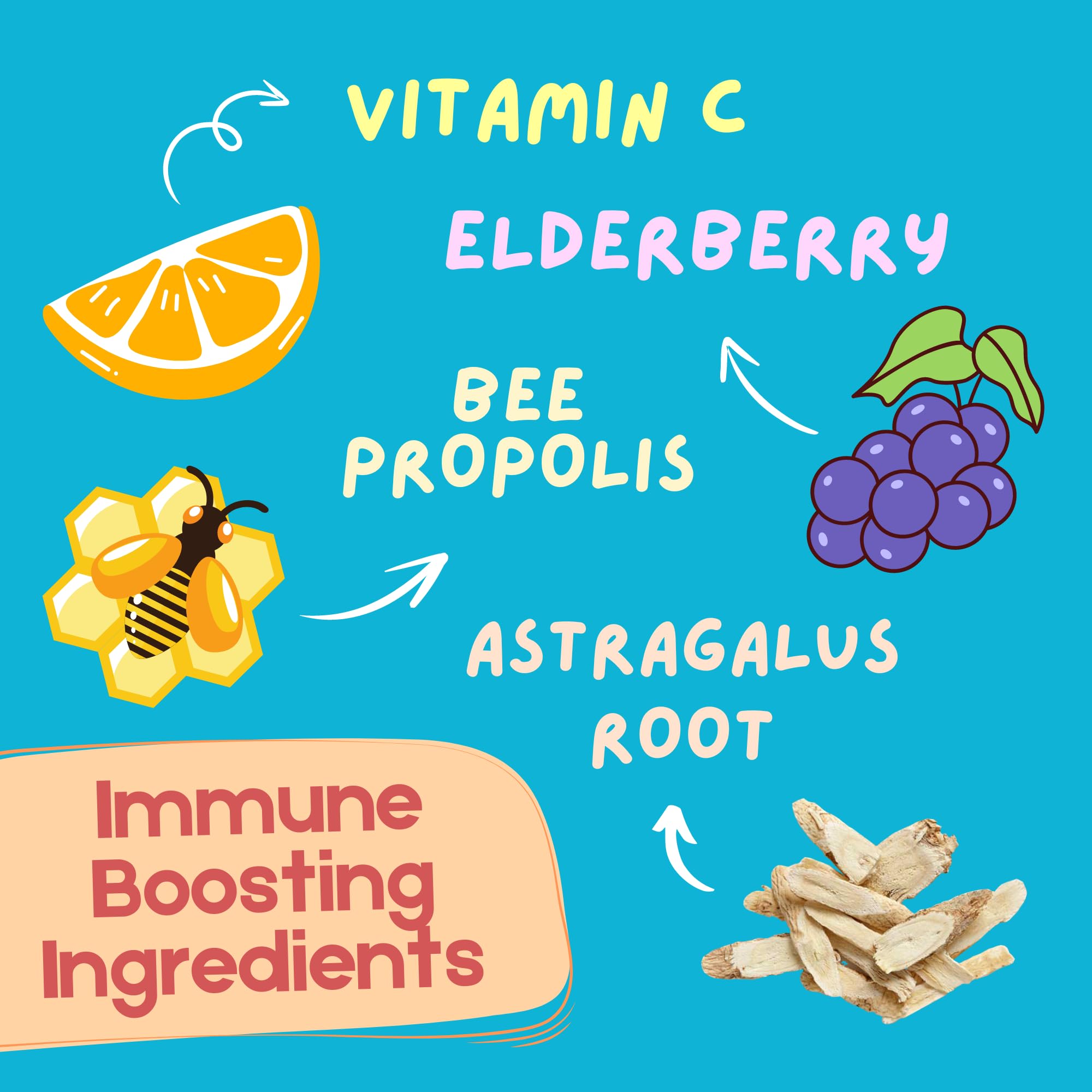 Nutripia Kidmune Kids Immune Support Supplement - 180 Chewable Mini Tablets with Elderberry, Colostrum, Propolis, Beta Glucan, Astragalus, Vitamin C, D, Zinc - Fun 4 Animal Shapes!