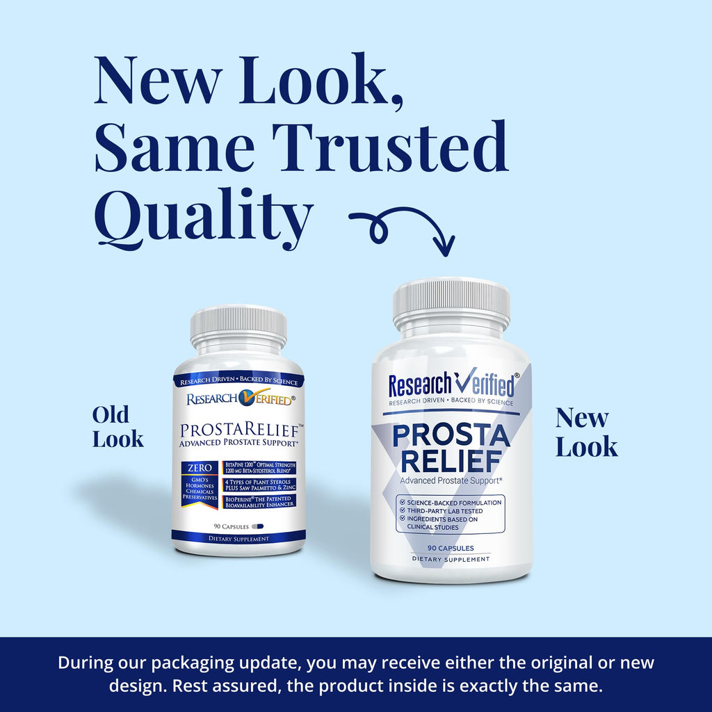 Research Verified Prosta Relief - Saw Palmetto and Bioperine - Prostate Health, Bladder & Urinary Health, Drive and Performance - Pure Natural, 90 Capsules (Pack of 1)