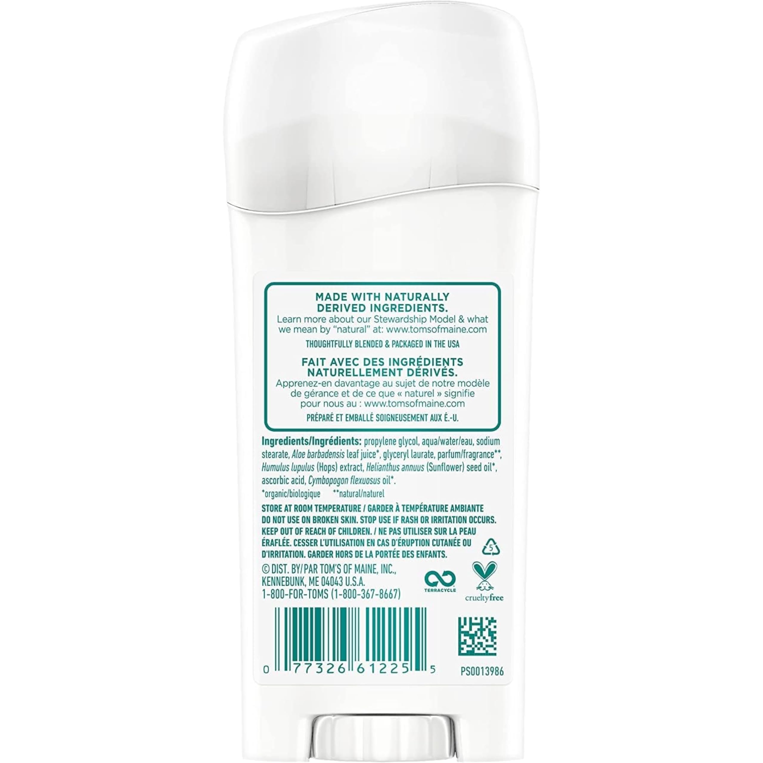 Tom's of Maine Natural Long-Lasting Deodorant Stick Lavender 2.25 Oz (Pack of 5)