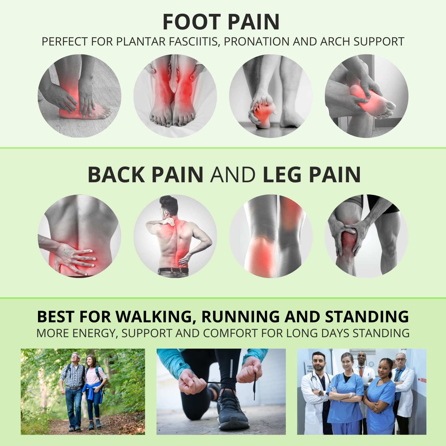 SelectFlex® 3 Way Adjustable Arch Support Orthotic Insoles Multicolor