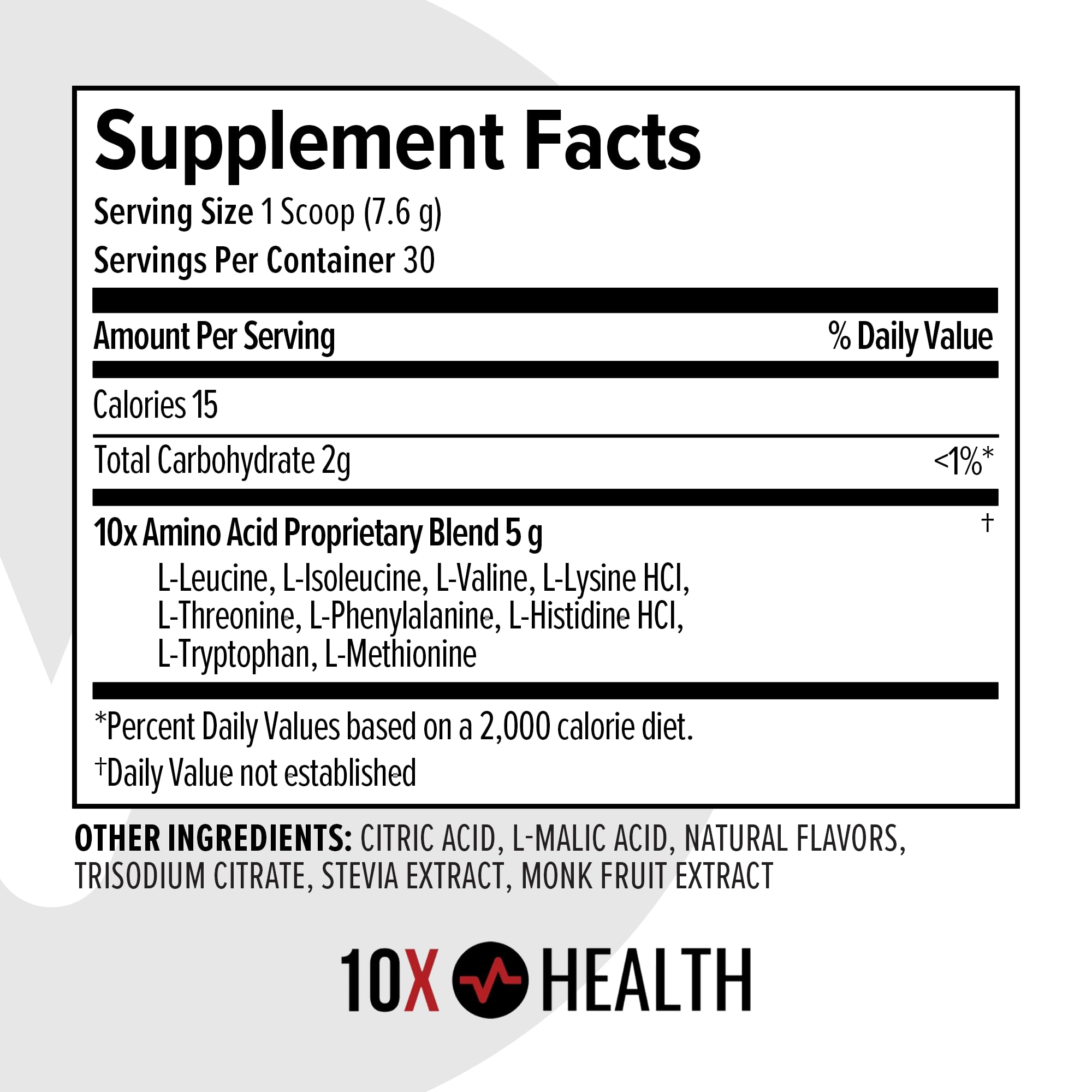 10X Health Amino Acids - 30 Servings of EAA & BCAA Powder, Pre Workout BCAA with Essential Amino Acids Supplement - BCAAs & EAAs for Longevity, Muscle Support, Strength, Energy - Tropical Orange
