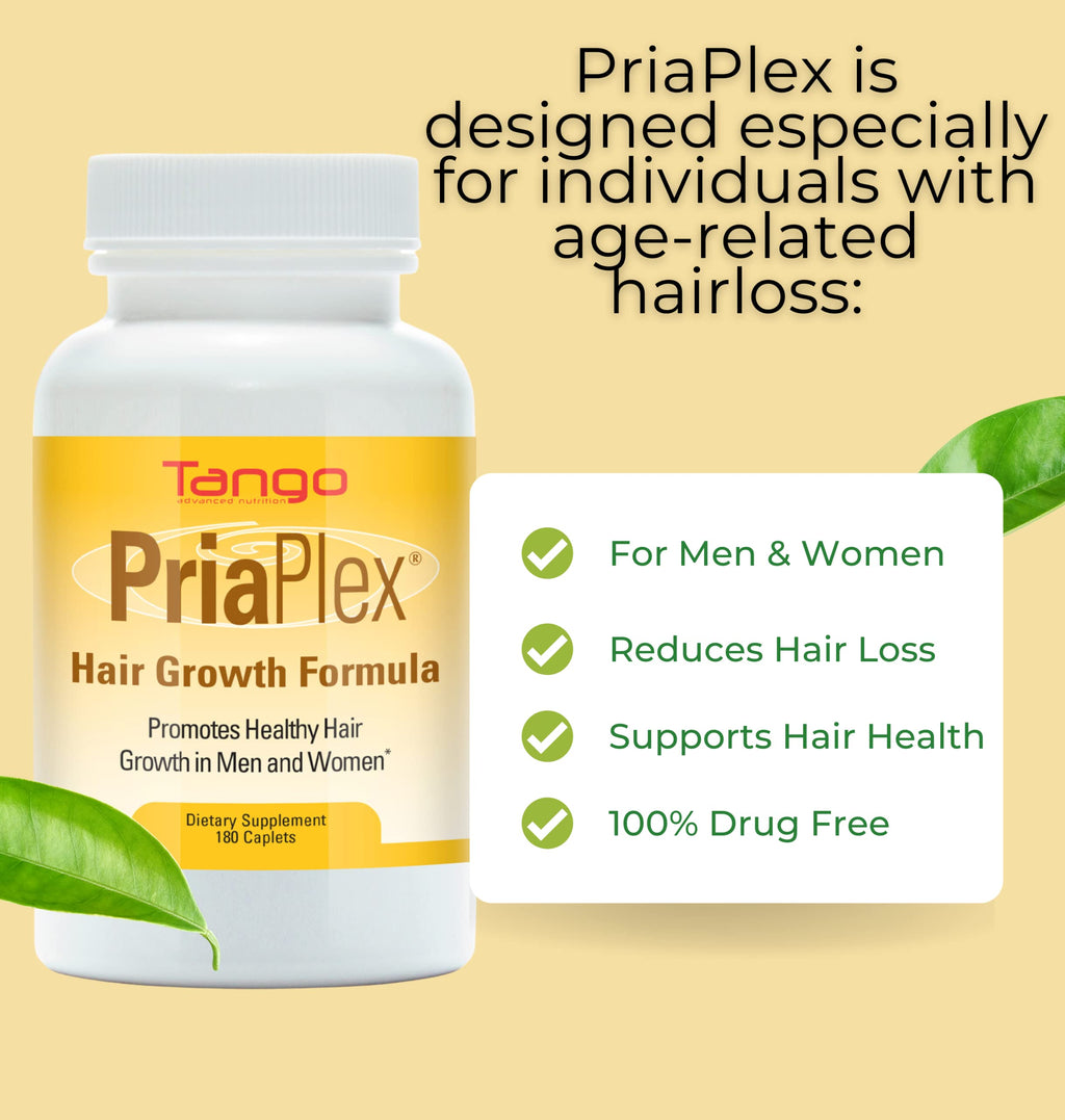 PriaPlex Natural Hair Growth Supplement for Hair Loss for Men and Women, Supporting Healthy Hair Regrowth (180 Caplets)
