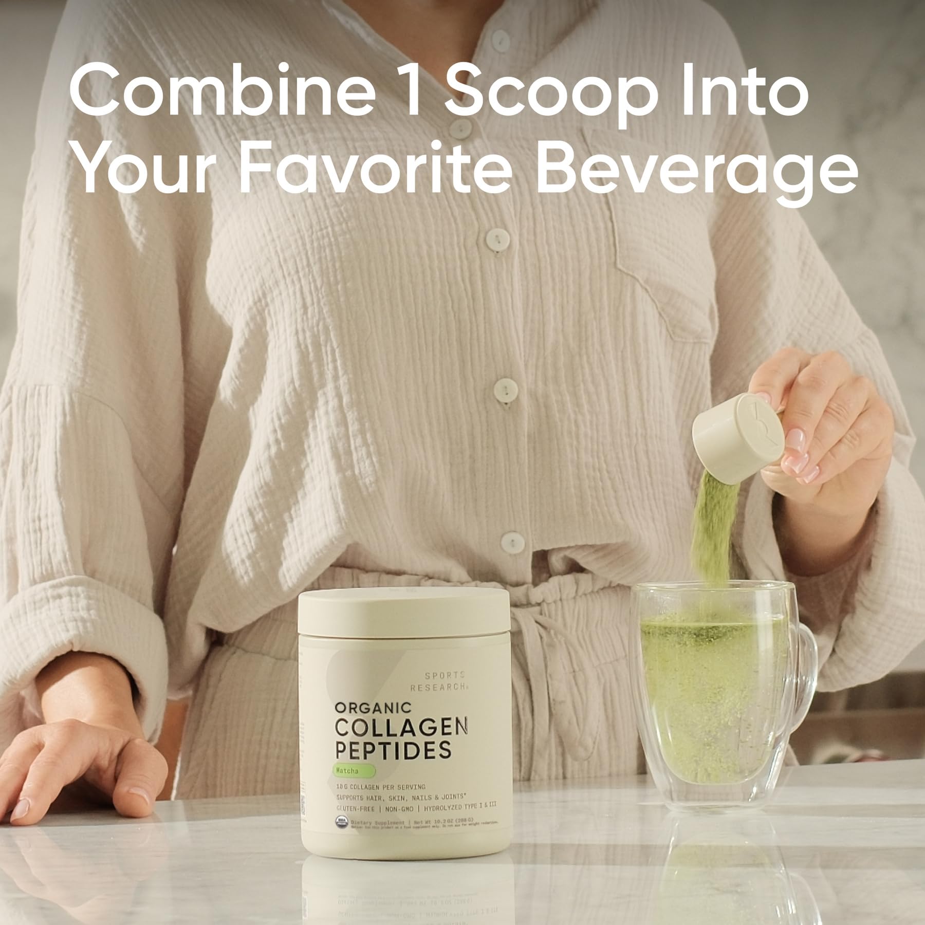 Sports Research Collagen Peptides - Hydrolyzed Type 1 & 3 Collagen Powder Protein Supplement for Healthy Skin, Nails, & Joints - Easy Mixing Vital Nutrients & Proteins, Collagen for Women & Men