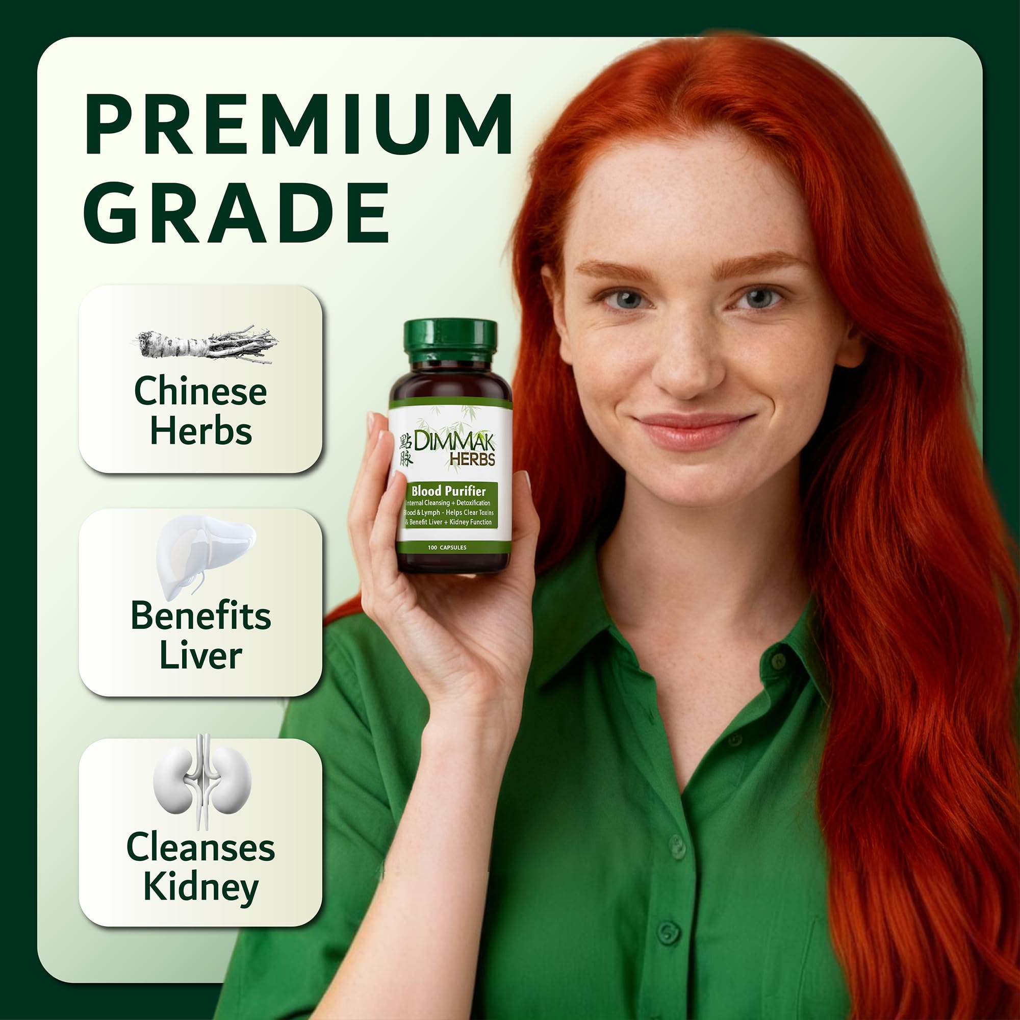 Dimmak Herbs Blood Purifier & Lymphatic Cleanse- Systemic Detox Supplement for Skin, Liver, & Immune Health- Organic Andrographis & Coptis Herbal Formula- Vegan, Non-Laxative- 100 Capsules