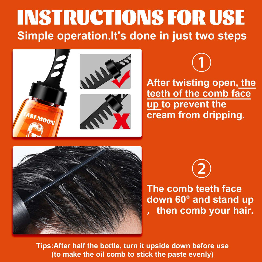 2 in 1 Hair Wax Gel with Comb, Long-Lasting Fluffy Fast Build Hair Oil Head Gel 100ml