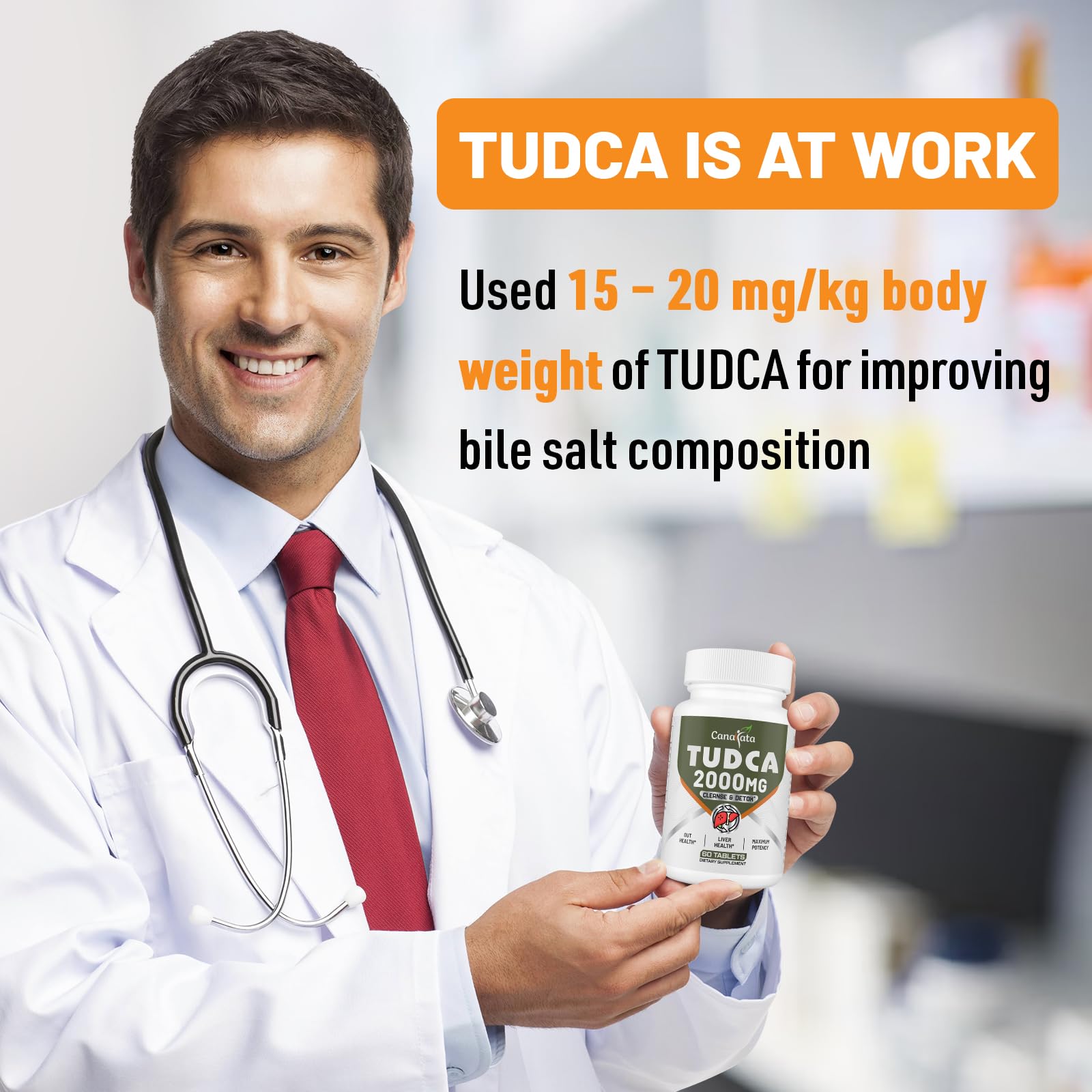 Canarata TUDCA Liver Supplements 2000mg - Strong Bile Salts Support Liver Detox & Cleanse - Liver and Gallbladder Health Formula-Easy to Swallow Tablets-30 Days Supply