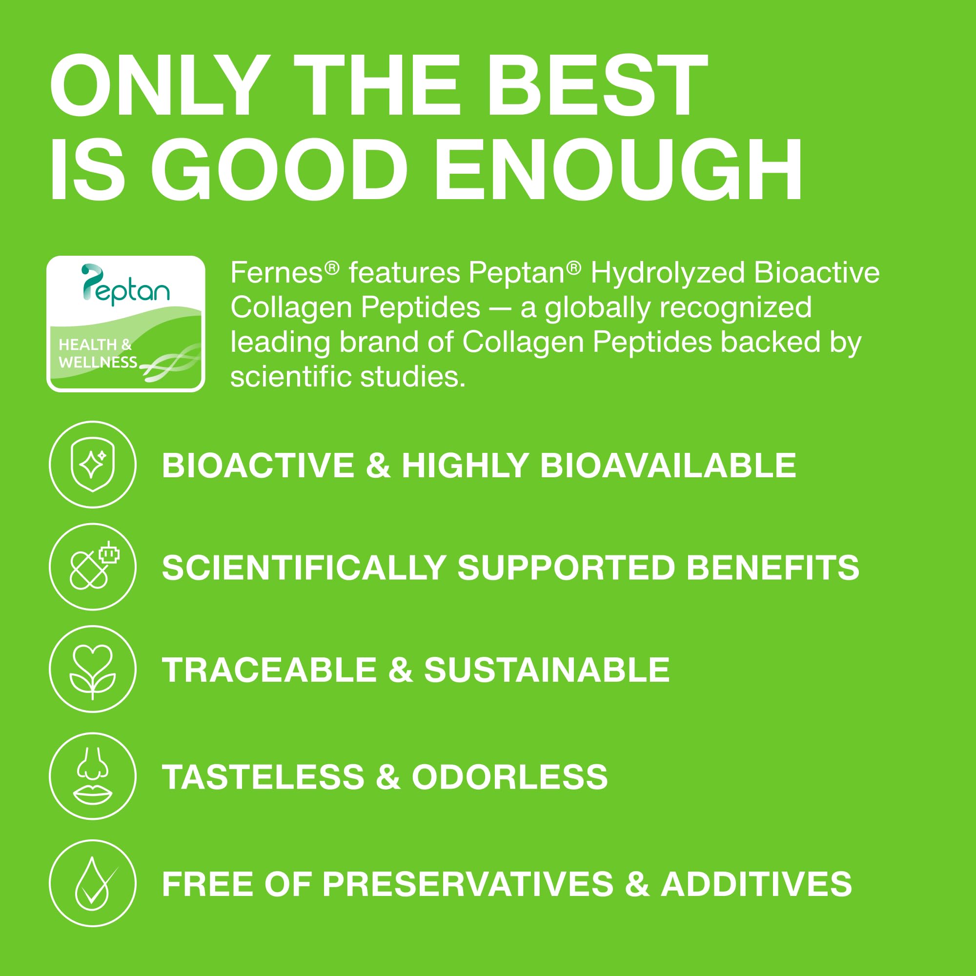 Fernes Hydrolyzed Collagen Peptides Supplement for Women & Men - Joint, Hair, Skin & Nails Support - Grass Fed Type I & III - Keto, Paleo - 28 Servings, 9.88 oz, Unflavored Powder