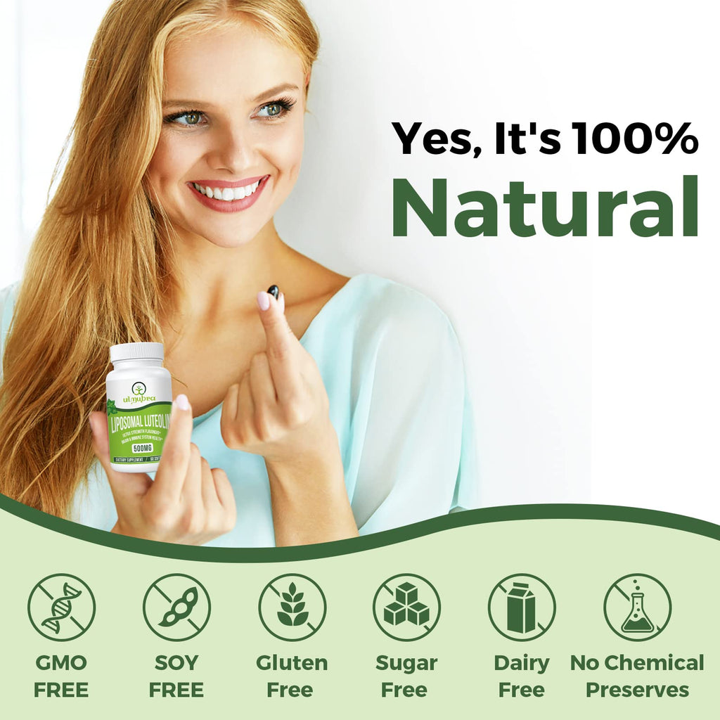 Ulmubra Liposomal Luteolin 500MG, Maximum Absorption, Potent Flavonoid, 120 Softgels, Luteolin Supplement, Non-GMO, Gluten Free