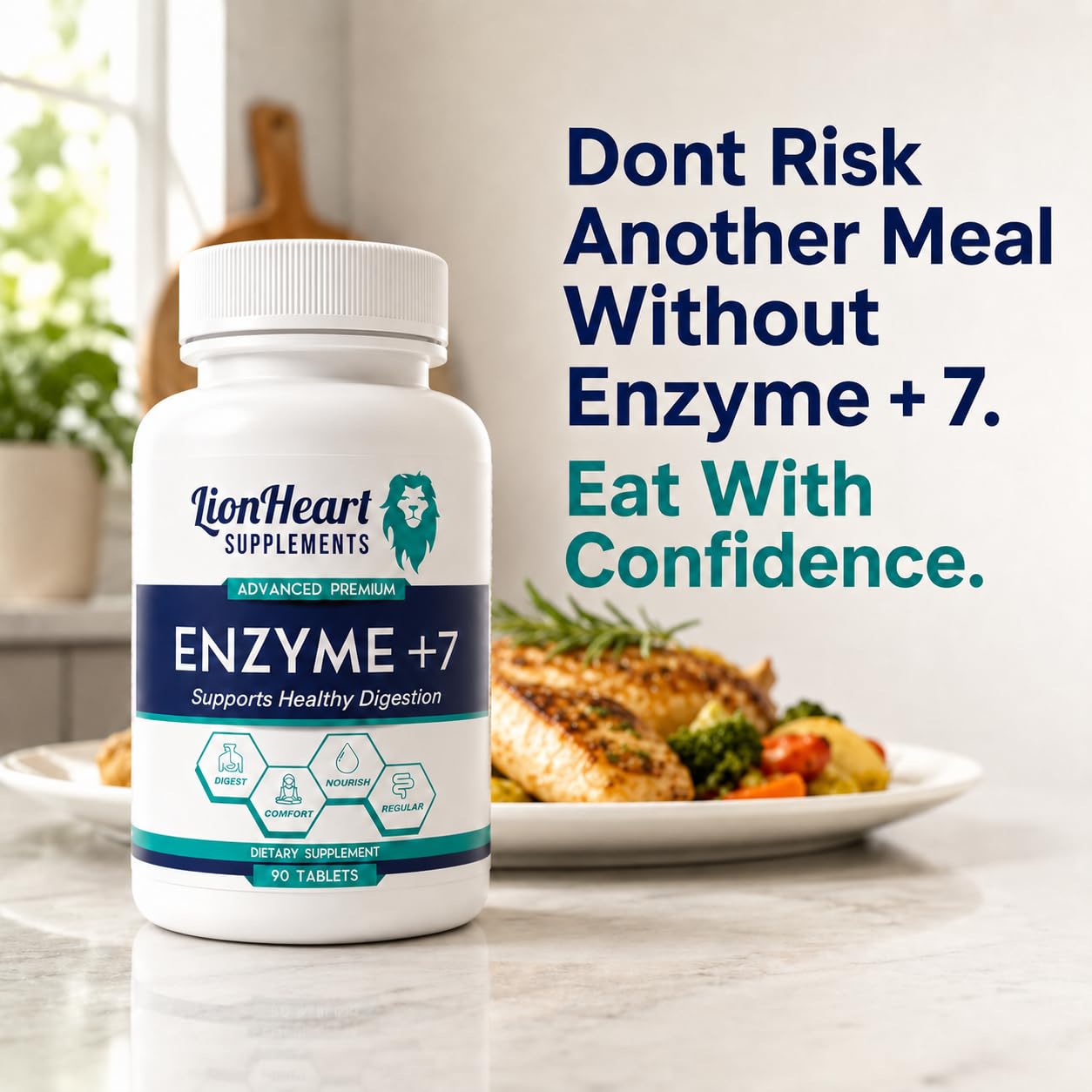 Enzyme +7 Digestive Enzymes for No Gallbladder - Ox Bile Salts 30mg, Betaine HCl 100mg, Pancreas Substance & 7 Enzymes - Post-Gallbladder Removal Support - Doctor-Formulated, Made in USA - 90 Tablets