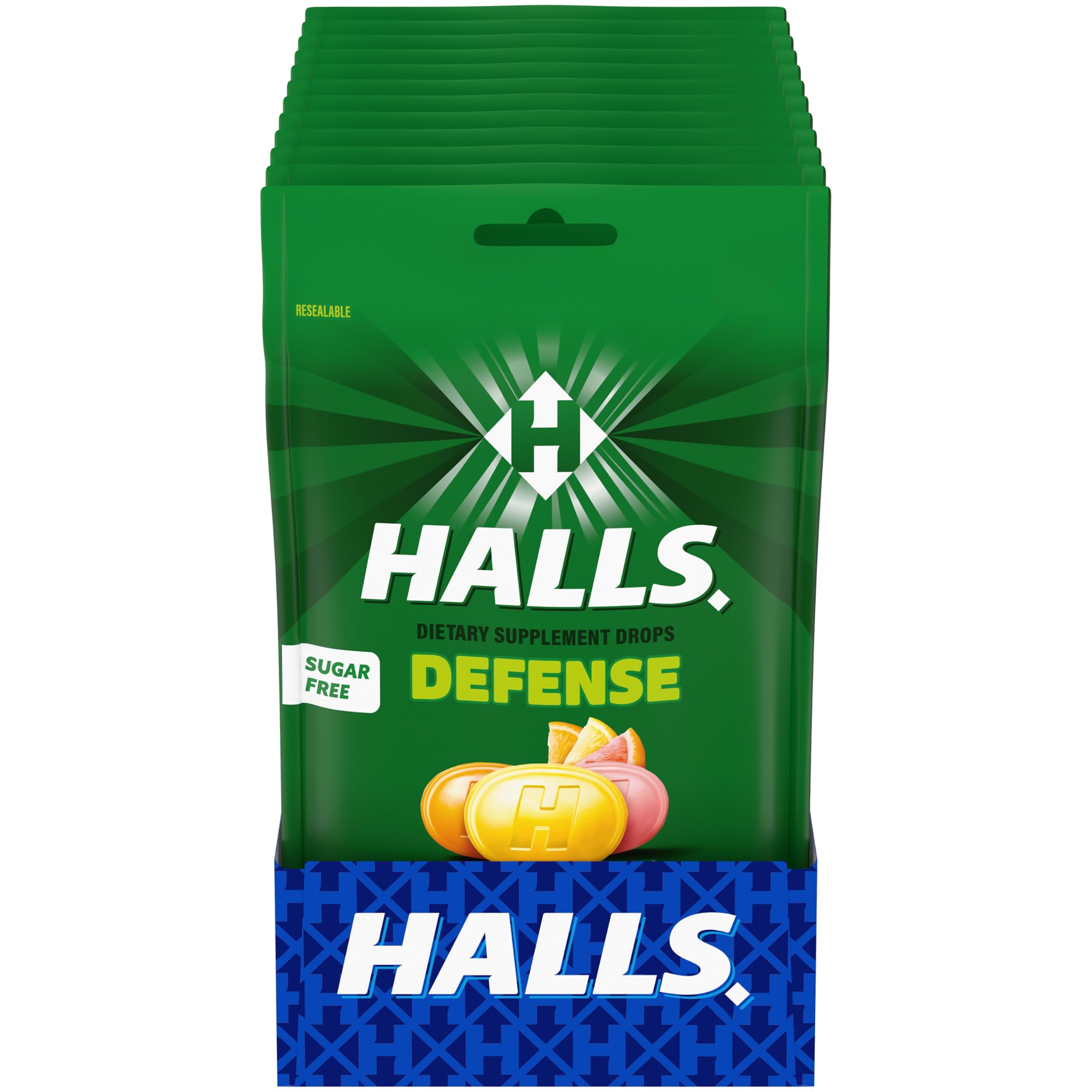 HALLS Defense Citrus Sugar Free Vitamin C Dietary Supplement Drops, 300 ct