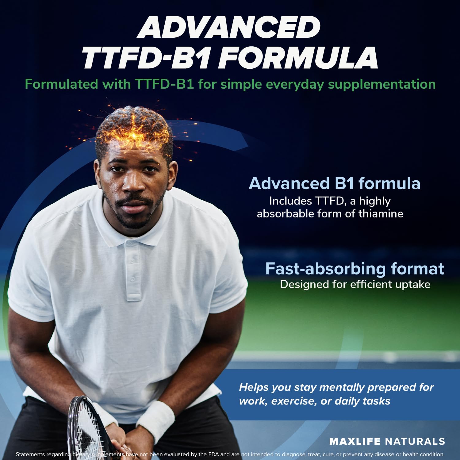 MAXLIFE NATURALS TTFD Thiamine B1 Supplement – 60 Capsules, High Potency Vitamin B1 Thiamine Supplement for Focus, Supports Optimal Nerve Function, TTFD-B1 Max Formula with Magnesium, Made in USA
