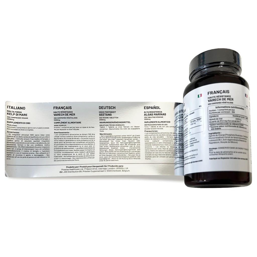 Sea Kelp 2000mg 200 Vegan Tablets | Natural Source of Iodine | Premium Ingredients | Proudly Made in the UK by Prowise