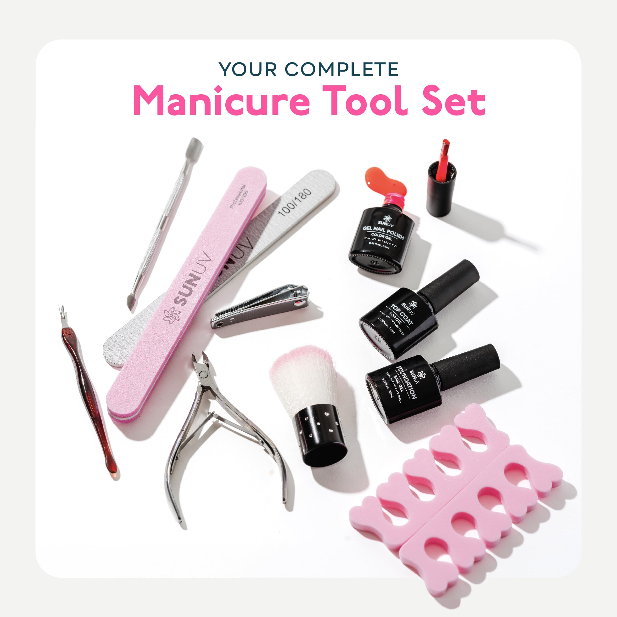SUNUV Gel Nail Polish Kit with UV Light, 23 Pcs Gel Nail Kit Four Season, 12 Colors Polish Set with Base Glossy Top Coat, Manicure Tools Home Salon Gift for Women Teens Girls, Starter Kit