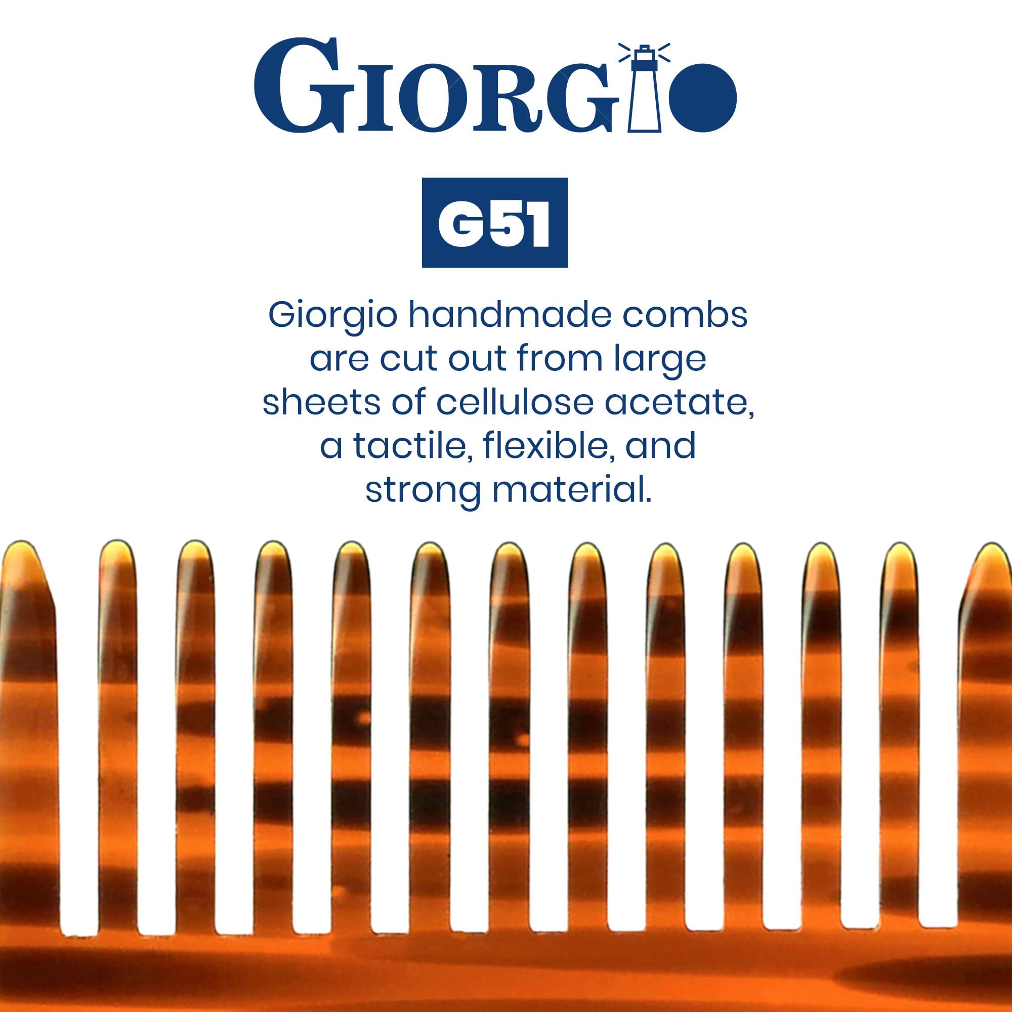 Giorgio G51 Wide Tooth Detangling Combs for Women, Wide Teeth Pocket Comb for Thick Curly Wavy Hair. Hair Detangler Comb For Wet and Dry Everyday Care. Handmade, Saw-Cut and Hand Polished