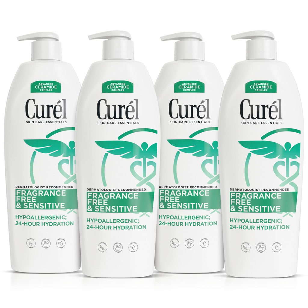 Curel Fragrance Free Lotion, Sensitive Hypoallergenic Lotion for Dry Skin, Dermatologist Recommended, 20 Oz, Pack of 4