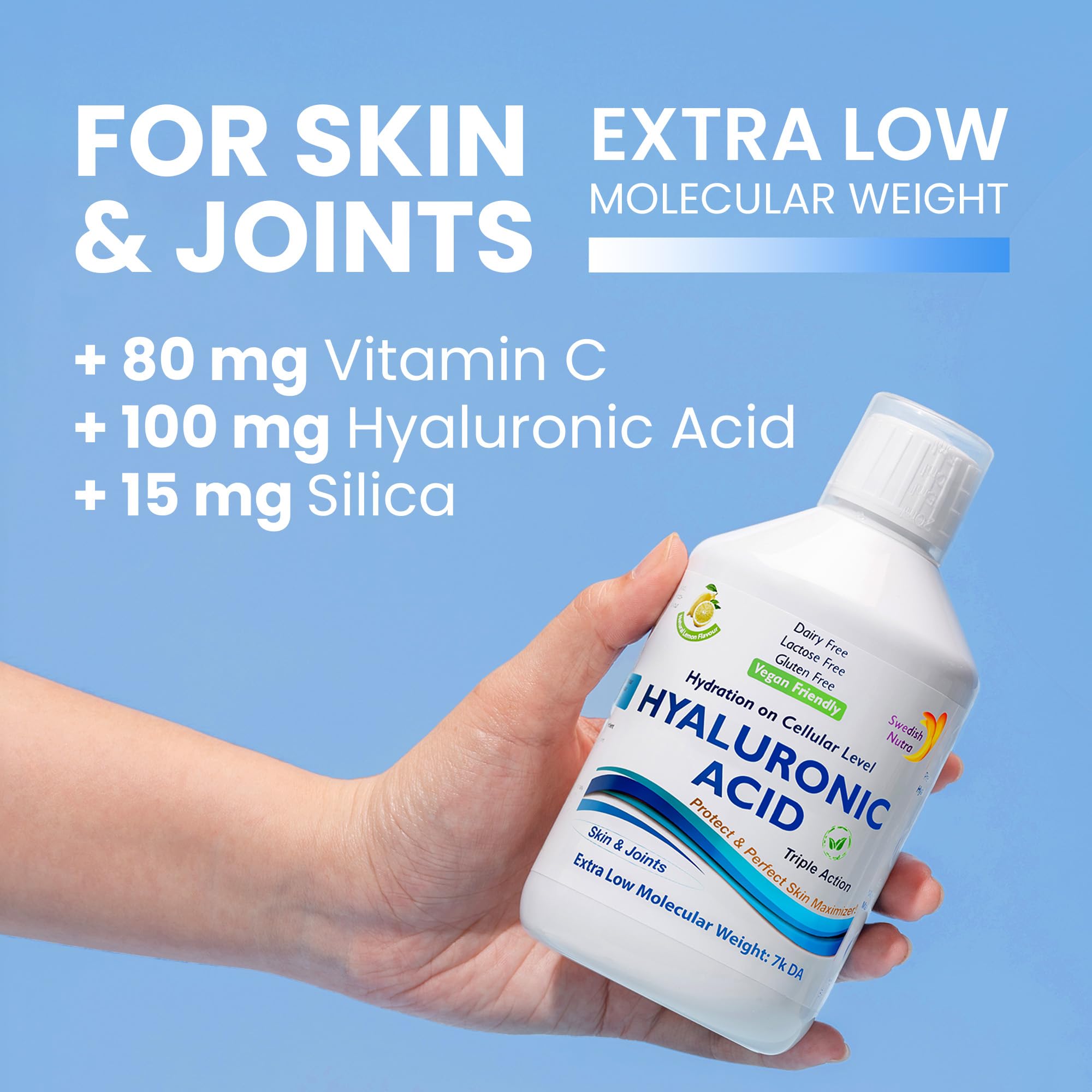 Swedish Nutra Hyaluronic Acid Liquid, 500 ml, 33 Day Supply