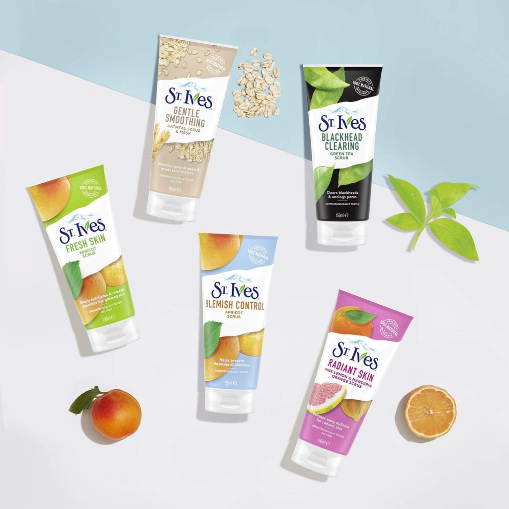 ST. Ives Blemish Control Apricot Scrub, 150 ml, Pack of 2 - Deep Cleansing, Exfoliating Formula with 100% Natural Exfoliants for Clearer, Radiant Skin and Effective Blemish Control