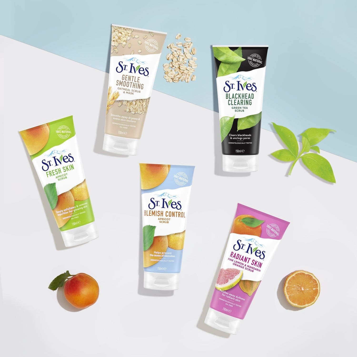 ST. Ives Blemish Control Apricot Scrub, 150 ml, Pack of 2 - Deep Cleansing, Exfoliating Formula with 100% Natural Exfoliants for Clearer, Radiant Skin and Effective Blemish Control