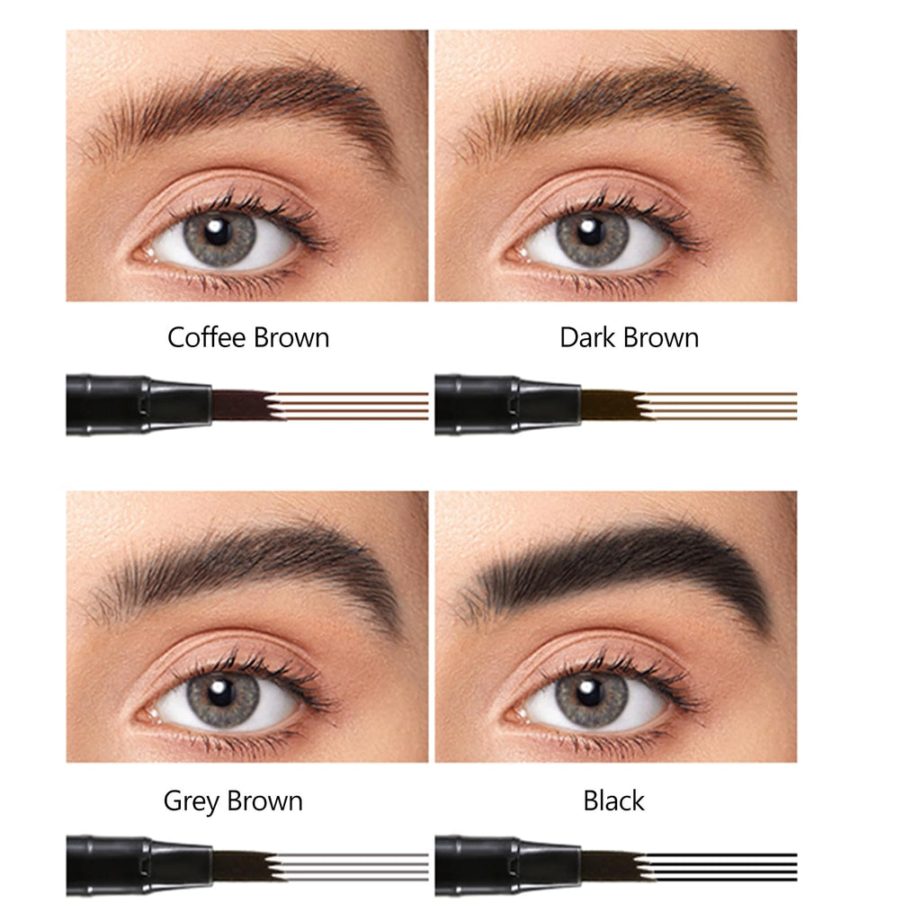 QIAWES Waterproof Eyebrow Pen - Micro Tip Eyebrow Pencil, Liquid Eyebrow Fork Tip Pen, Microblading Eyebrow Pen, Creates Natural 3D Eyebrow Hair, Long Lasting (Coffee Brown)