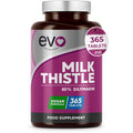EVO Nutrition Milk Thistle, 80% Silymarin, 365 Vegan Tablets