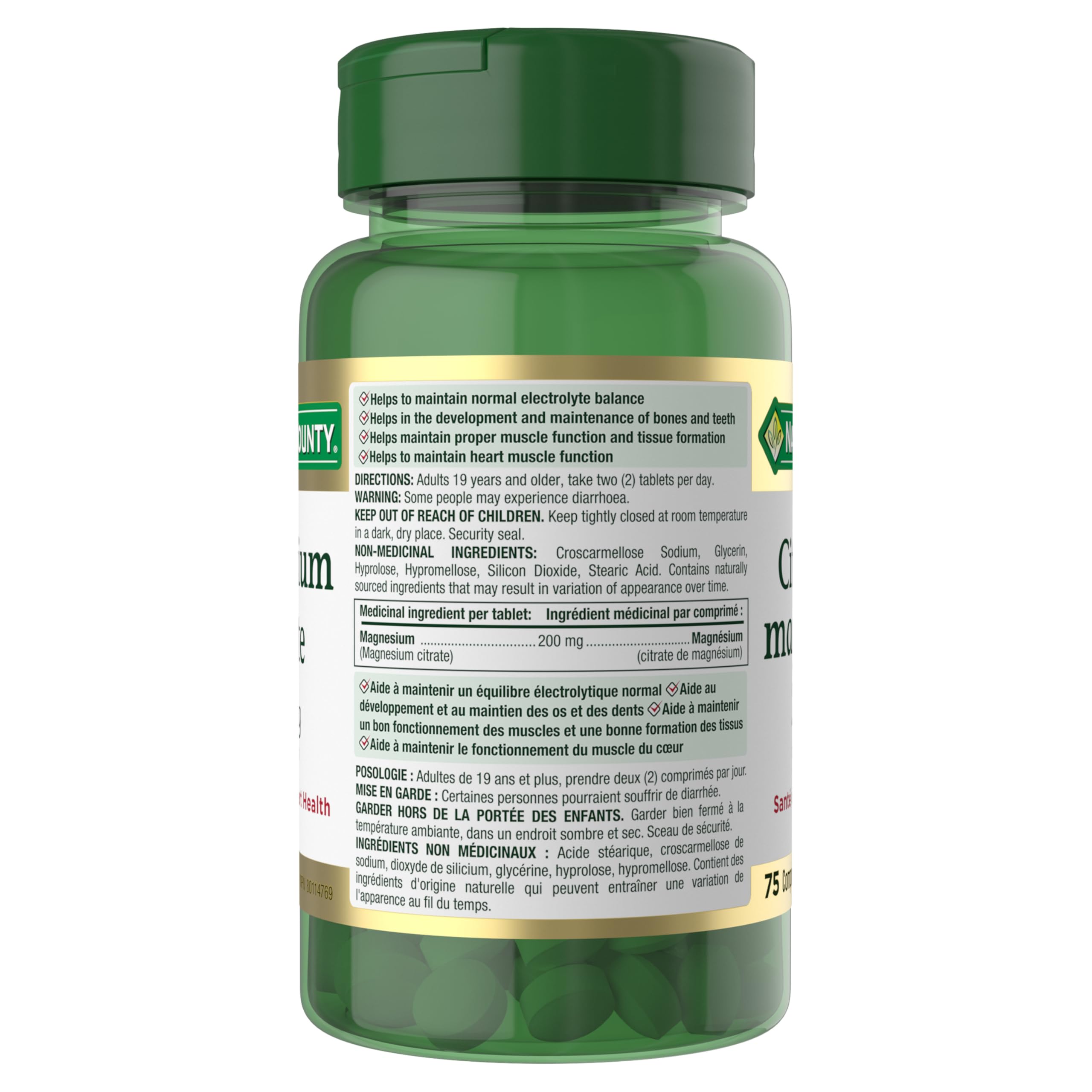 Nature's Bounty Magnesium Citrate 200 mg, 75 Tablets