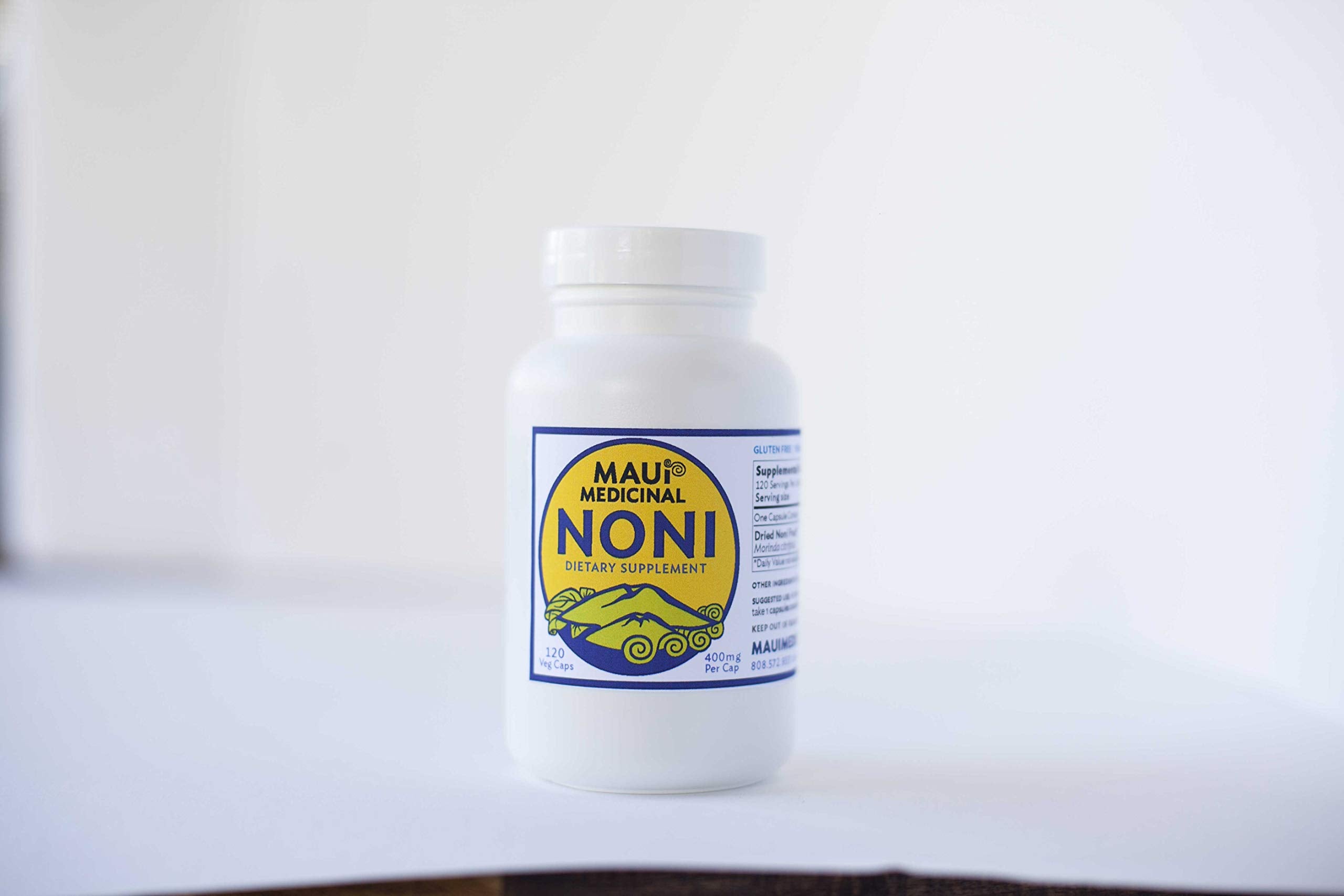 Maui Medicinal Herbs Noni 240 Veggie Capsules (2 Bottles 120 Vcaps per Bottle) - 400mg per Capsule : Organic Whole Fruit (240)