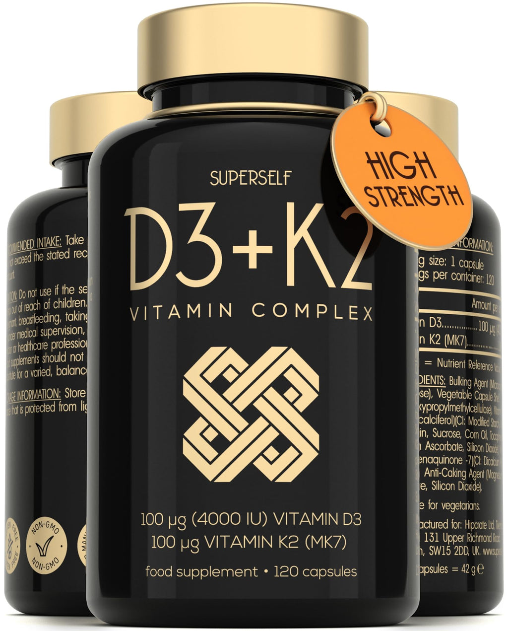 Vitamin D3 K2 Capsules - High Strength - for Strong Bones, Teeth, Immunity