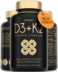 Vitamin D3 K2 Capsules - High Strength - for Strong Bones, Teeth, Immunity