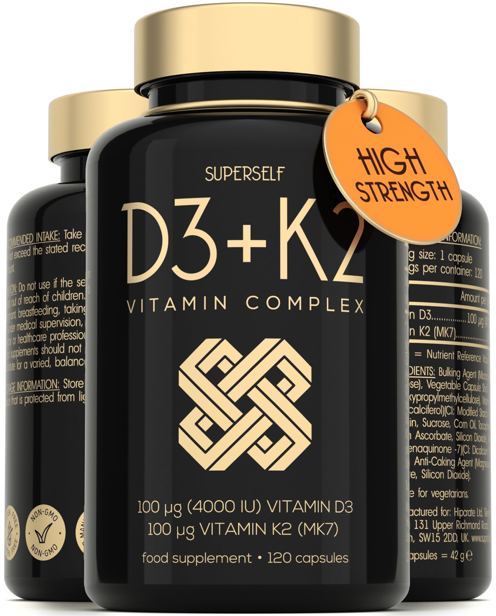 Vitamin D3 K2 Capsules - High Strength - for Strong Bones, Teeth, Immunity