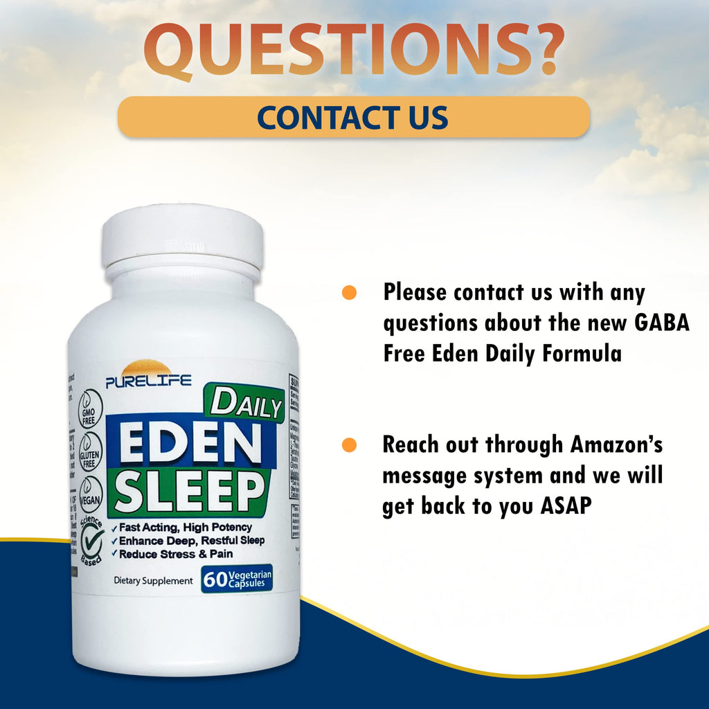PureLife Supplements - Eden Daily Sleep [NEW GABA Free Formula] – Fall Asleep Faster, Relax Your Body, Promote Deep and Restful Sleep (60 Vegan Capsules)
