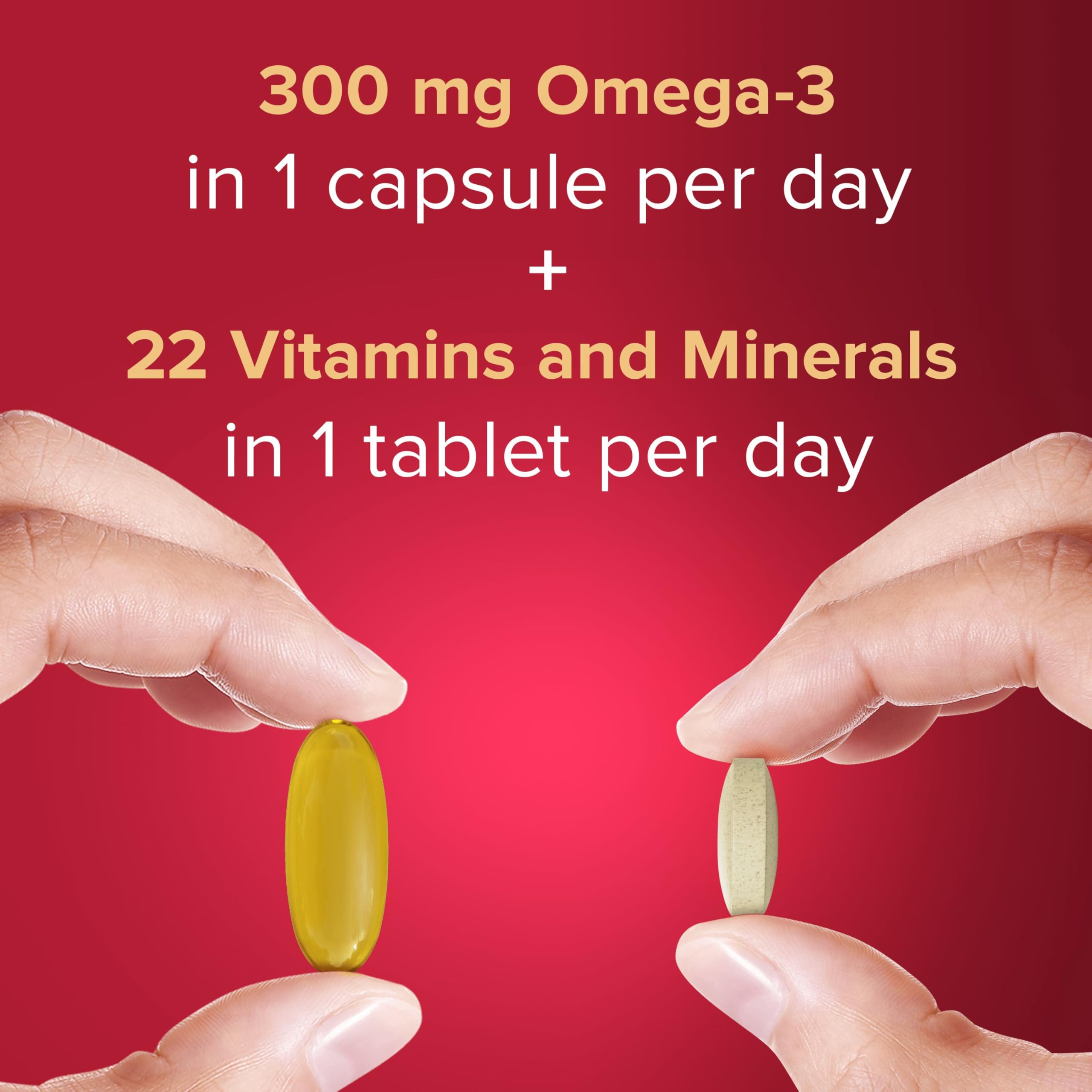 Seven Seas Omega-3 and Multivitamins Man 50plus, 30-Day Duo Pack, with B Vitamins and Calcium, 30 Omega-3 Capsules and 30 Multivitamin Tablets