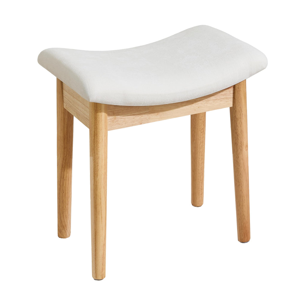 Royal Windsor Vanity Stool with Saddle Cushion, 18 Inch Makeup Vanity Chair for Living Room, Modern Foot Stool Ottoman Piano Bench,Small Upholstered Bench for Bedroom, Beige