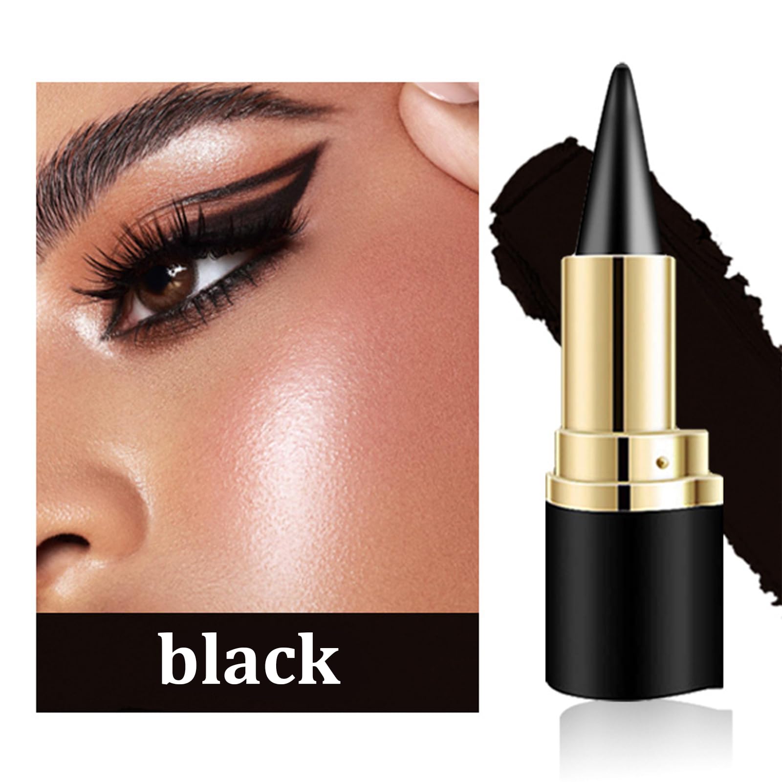 Ayky Black Eyeliner Cream, 2 Pieces Smudge Proof Gel Eyeliner, Waterproof for Daily or Party Makeup