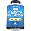 Nutrivein Premium Liposomal Glutathione Supplement 700 mg - 60 Caps - Pure Reduced Glutathione Setria - Master Antioxidant - Cell Protection, Cleansing, Liver, Brain, Vitality, and Defenses