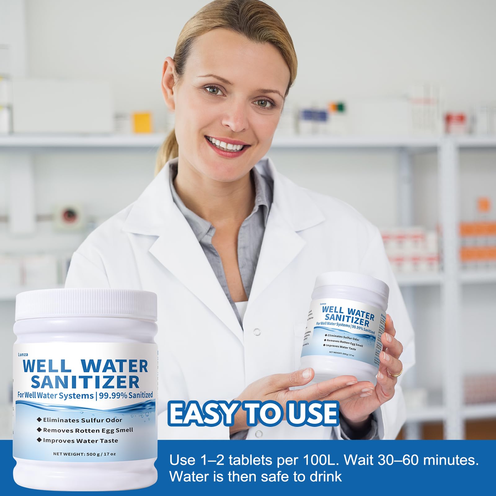 Well Water Purification Tablets – For Sulfur Odors, Rotten Egg Smell, Iron Buildup & Awful Sewer Smells – Improves Taste & Odor | Food-Grade Formula