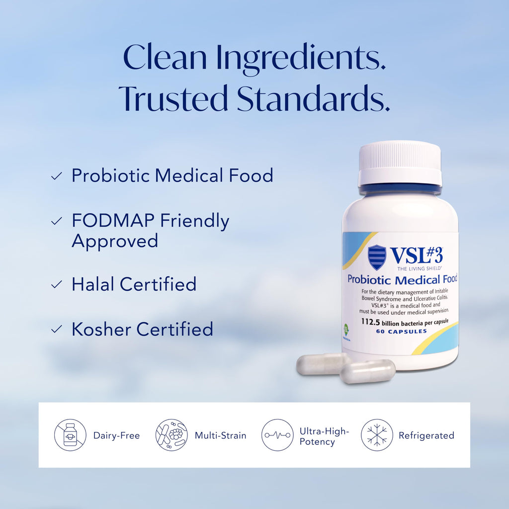 VSL#3® Probiotics for Digestive Health, IBS & UC Symptoms - 112.5B CFUs, High-Potency, Multi-Strain, Live, Refrigerated Probiotic, Medical Food for Gut Health Support in Men & Women, 120 Capsules