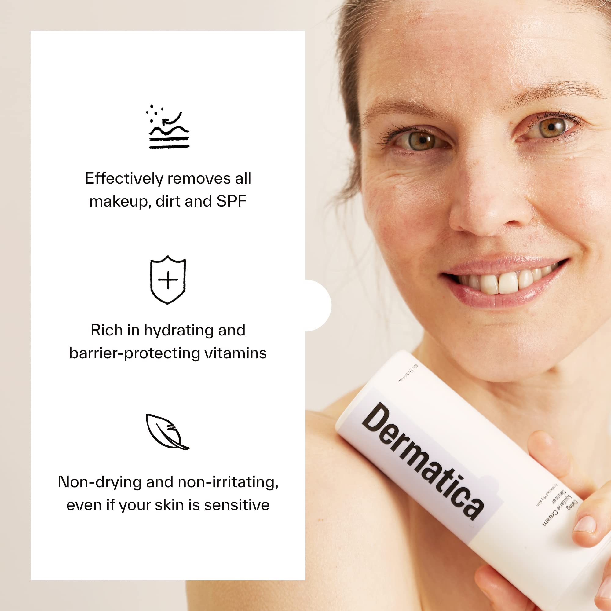 Dermatica Caring Squalane Cream Cleanser I Daily Wash For Dry or Combination Skin Types (150ml)